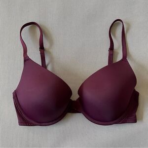 Victoria’s Secret PINK Deep Burgundy Purple Wear Everywhere Push-Up Bra Size 32D